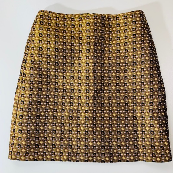 LOFT Dresses & Skirts - Ann Taylor LOFT Jacquard Gold Black Pink Mini OOP